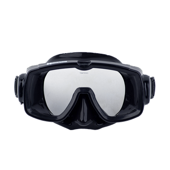 Single lens mask, with black frame and black skirt