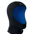 Black and blue wetsuit hood on a white background
