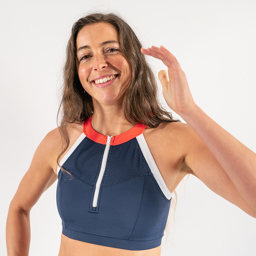 Fourth Element Oahu Bikini Top (Navy/White/Coral)